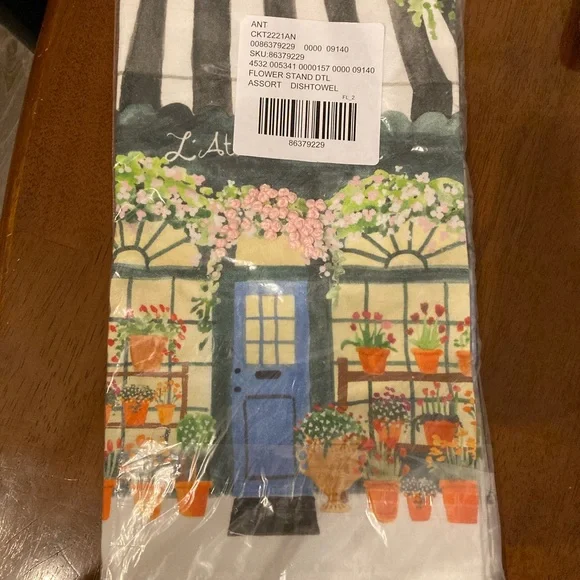 Anthropologie Flower Stand Embroidered Dish Towel NIP - Picture 11 of 12